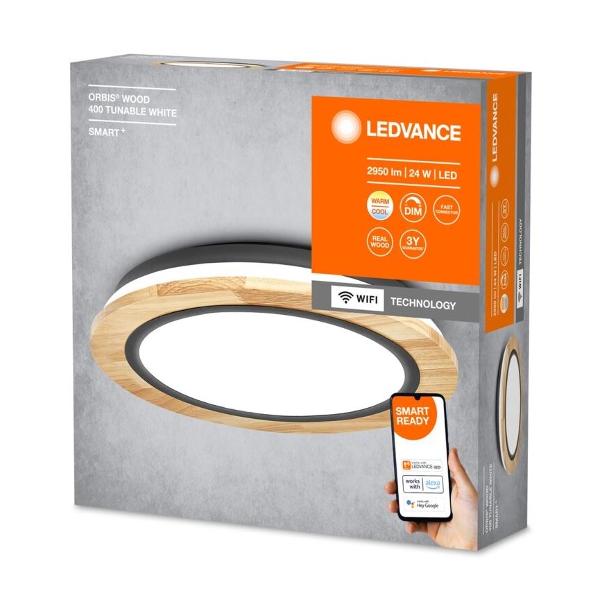 Ledvance - LED loftlampe dæmpbar SMART+ ORBIS WOOD LED/24W/230V 2700-6500K eg Wi-Fi