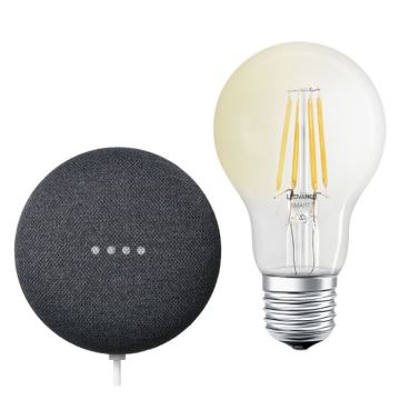 Ledvance - Smart-højtaler Google Nest Mini + LED-pære dæmpbar SMART+ A60 E27/60W/230V