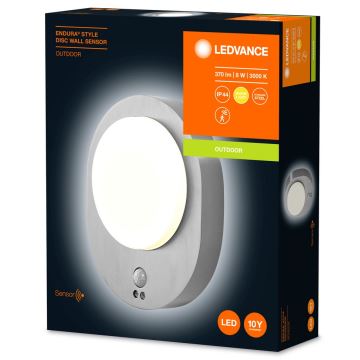 Ledvance - Udendørs LED væglampe med sensor DISC LED/8W/230V IP44