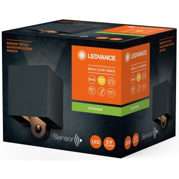 Ledvance - Udendørs LED væglampe med sensor genopladelig ENDURA STYLE LED/2,5W/5V IP54