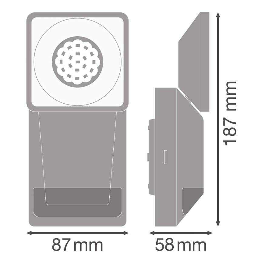 Ledvance - Udendørs LED væglampe med sensor SPOT LED/8W/230V IP55 sort