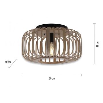 Leuchten Direkt 11413-79 - Loftlampe RACOON 1xE27/40W/230V diameter 50 cm bambus