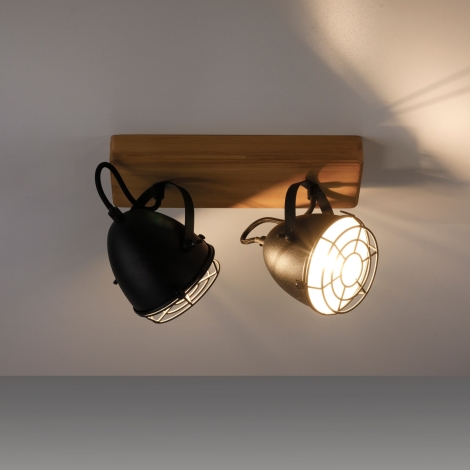 Leuchten Direkt 15172-18 - Spotlampe BEETLE 2xE14/10W/230V fyrretræ