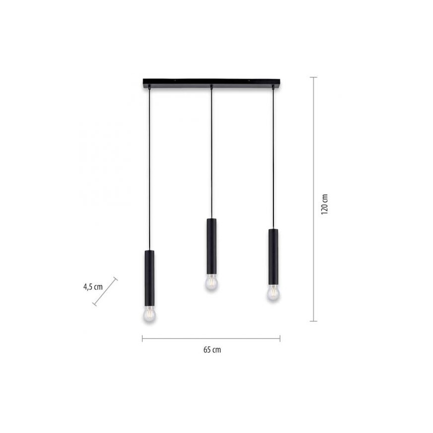 Leuchten Direkt 15618-18 - Pendel BRUNA 3xE27/60W/230V sort