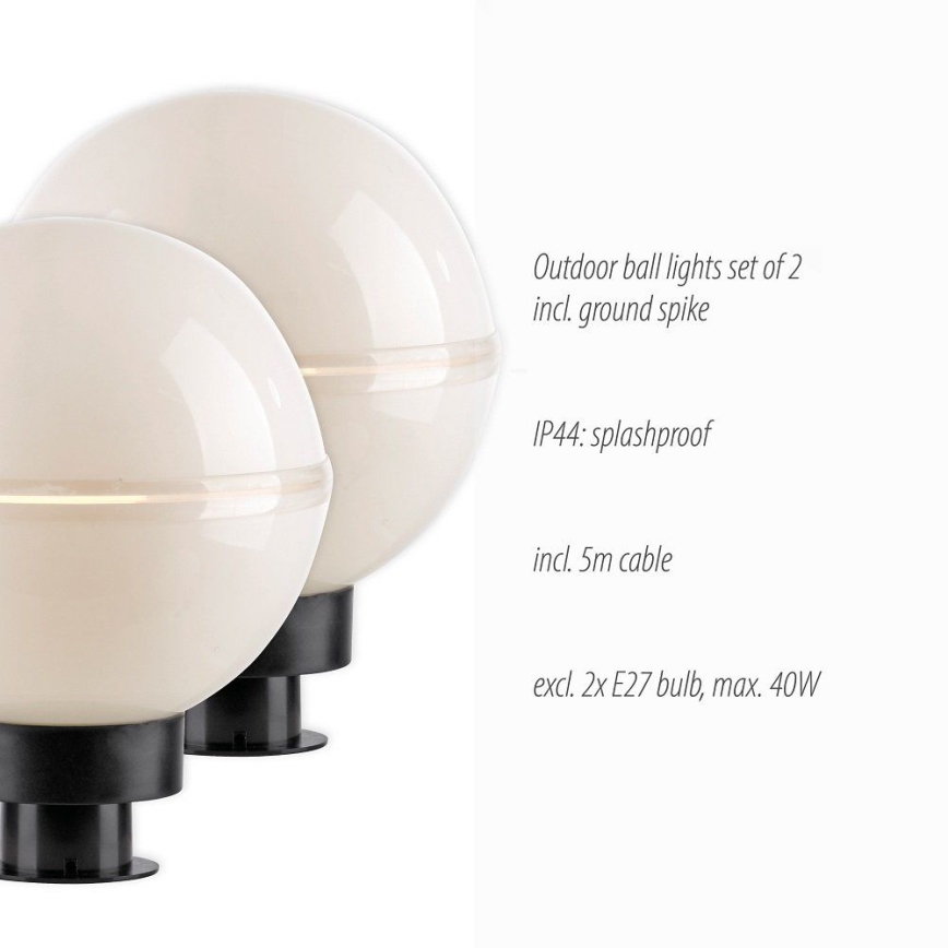 Leuchten Direkt 19322-16-2 - SÆT 2x Udendørslampe 1xE27/40W/230V diameter 20 cm IP44