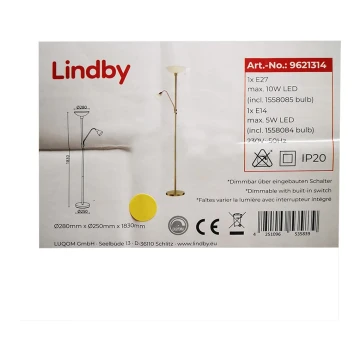 Lindby - Gulvlampe JOST 1xE27/10W/230V + 1xE14/5W