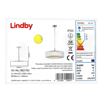 Lindby - LED pendel dæmpbar AMON 3xLED/12W/230V