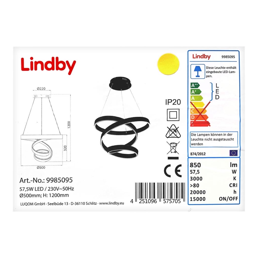 Lindby - LED pendel OLADA LED/57,5W/230V