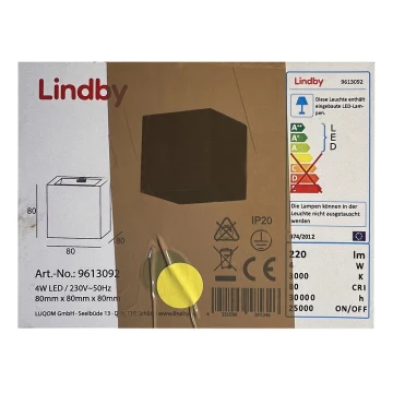 Lindby - LED væglampe QUASO LED/4W/230V beton