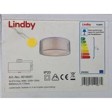 Lindby - Loftlampe NICA 3xE14/40W/230V