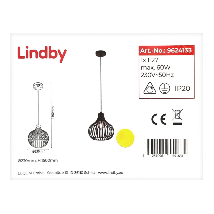 Lindby - Pendel FRANCES 1xE27/60W/230V