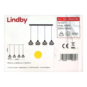 Lindby - Pendel FRANCES 4xE27/60W/230V