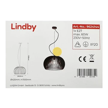 Lindby - Pendel JURSA 1xE27/60W/230V