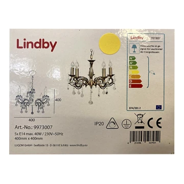 Lindby - Pendel med kædeophæng KORA 5xE14/40W/230V