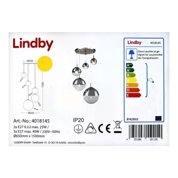 Lindby - Pendel RAVENA 3xE27/40W/230V + 2xE27/25W/230V