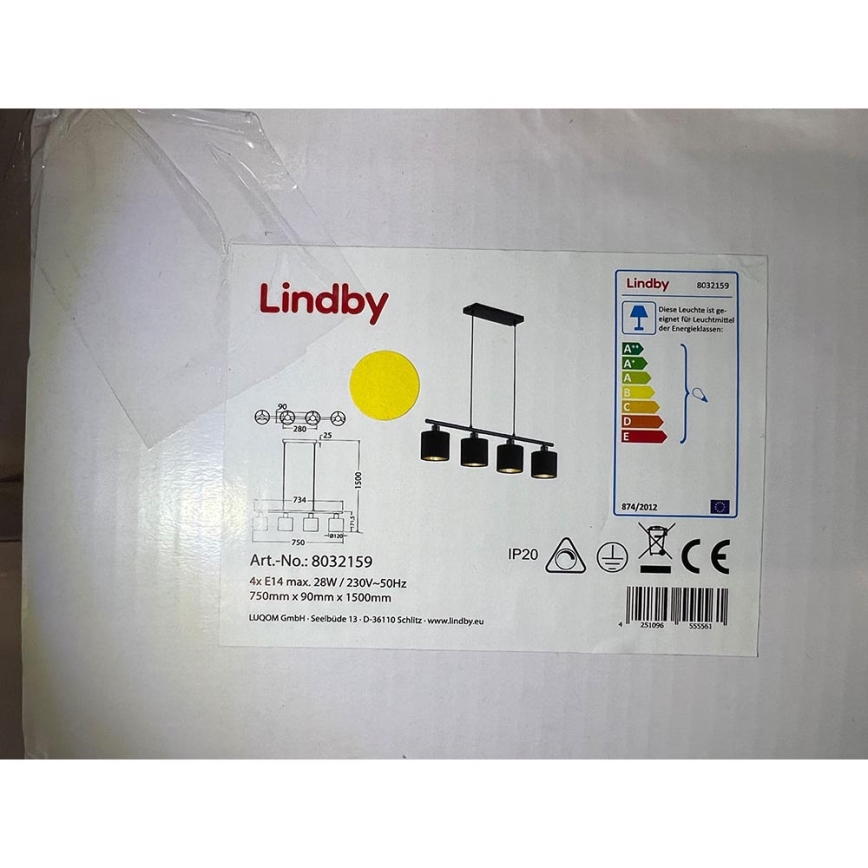 Lindby - Pendel VASILIA 4xE14/28W/230V