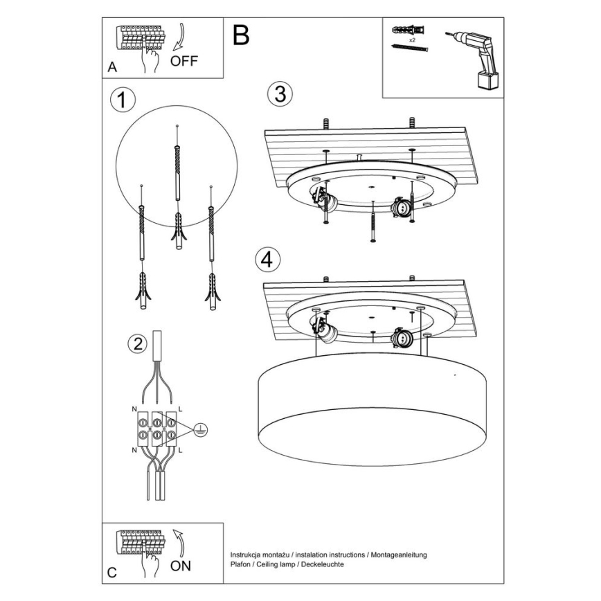 Loftlampe ARENA 4xE27/60W/230V hvid