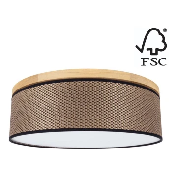 Loftlampe BENITA 2xE27/25W/230V diameter 48 cm brun/eg – FSC certificeret