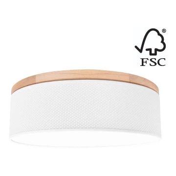 Loftlampe BENITA 2xE27/25W/230V diameter 48 cm hvid/eg – FSC certificeret