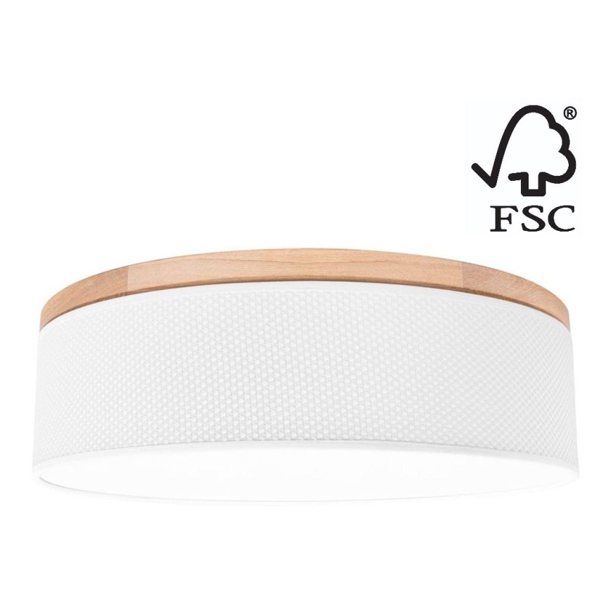 Loftlampe BENITA 4xE27/25W/230V diameter 58 cm hvid/eg – FSC certificeret