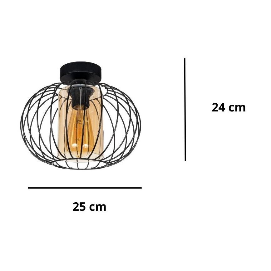 Loftlampe CORRINI 1xE27/60W/230V diameter 25 cm sort/beige