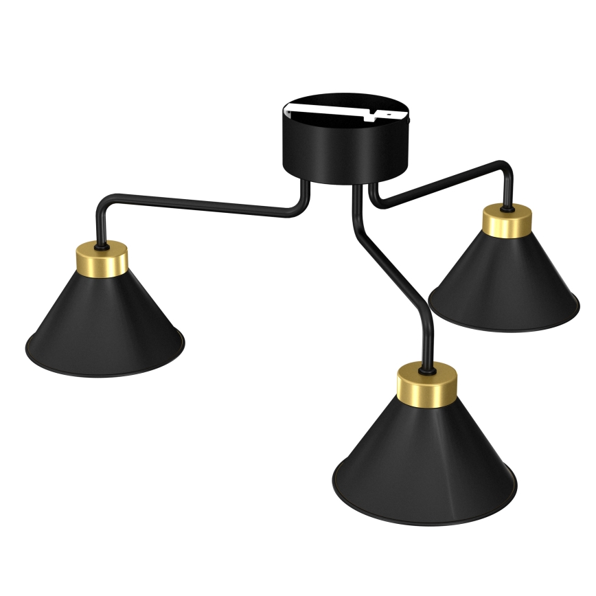 Loftlampe DEMET 3xE27/60W/230V sort/guldfarvet