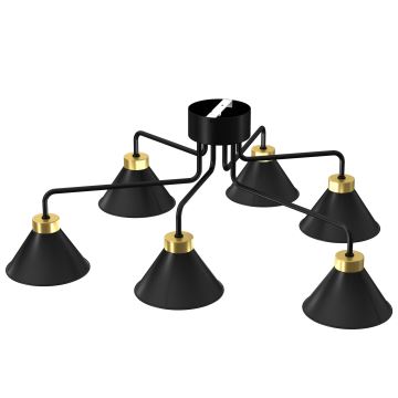 Loftlampe DEMET 6xE27/60W/230V sort/guldfarvet