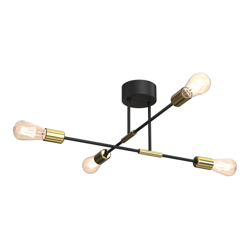 Loftlampe FLAME 4xE27/60W/230V sort/guldfarvet