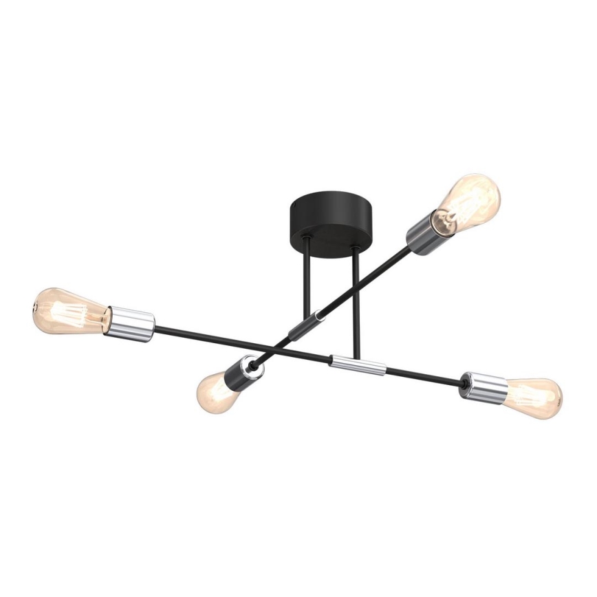 Loftlampe FLAME 4xE27/60W/230V sort/skinnende krom
