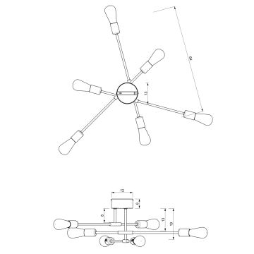 Loftlampe FLAME 6xE27/60W/230V sort/skinnende krom