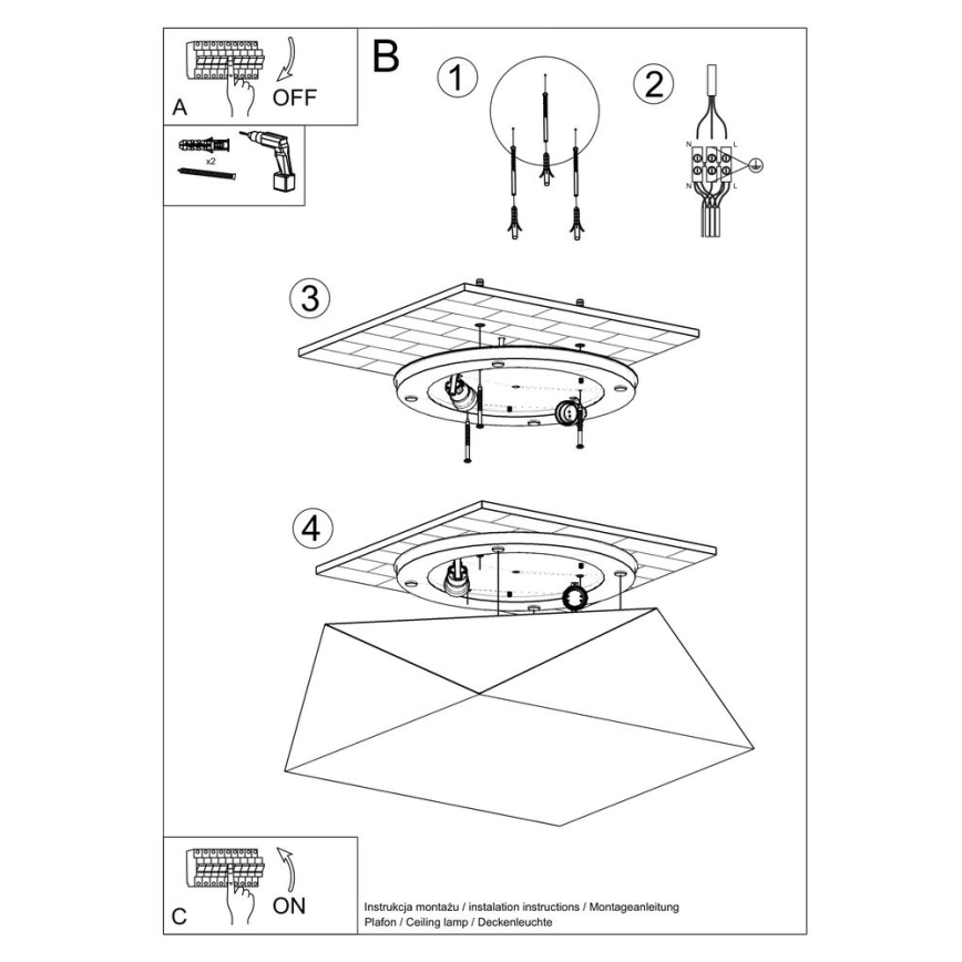 Loftlampe HEXA 2xE27/60W/230V hvid