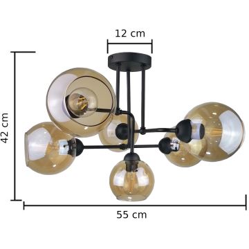 Loftlampe MONDE BLACK 6xE27/60W/230V