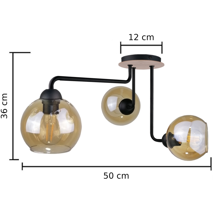 Loftlampe MONDE WOOD 3xE27/60W/230V