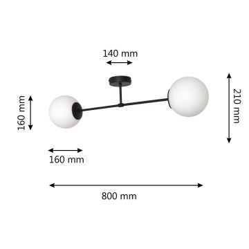 Loftlampe MOON 2xE27/15W/230V sort