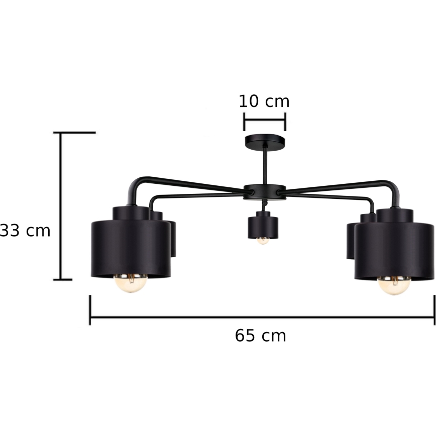 Loftlampe SIMPLY BLACK 5xE27/60W/230V