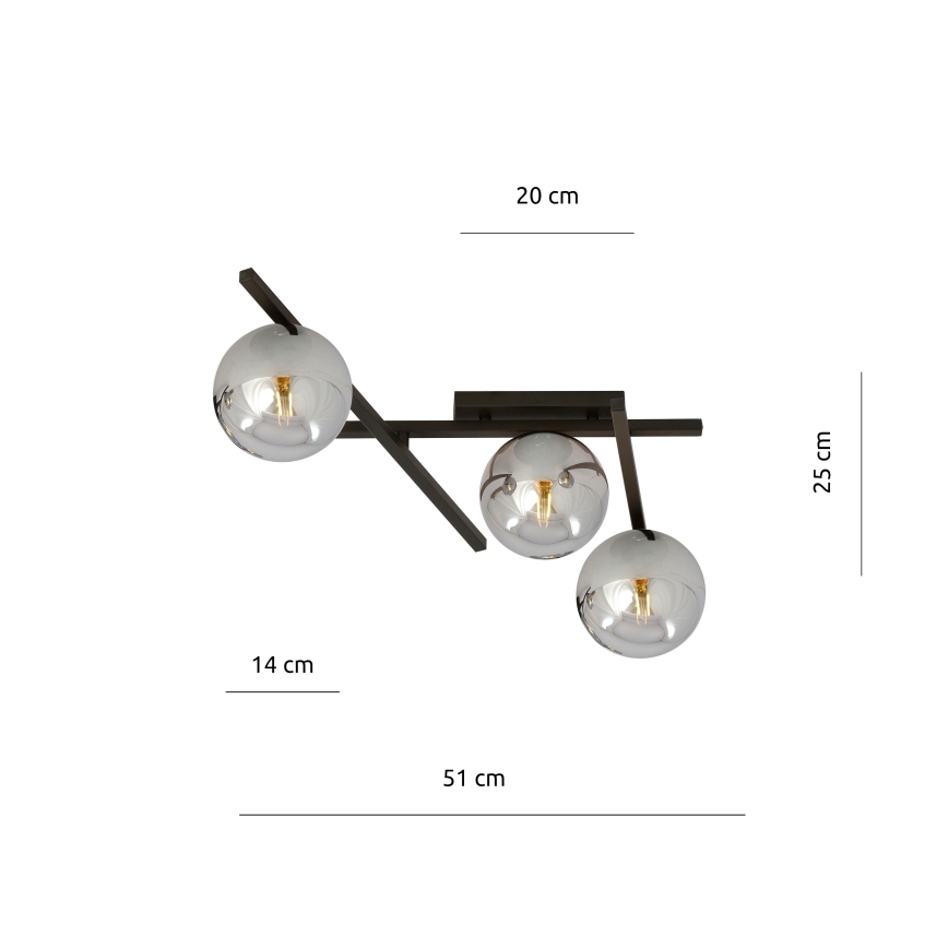 Loftlampe SMART 3xE14/10W/230V sort/grå