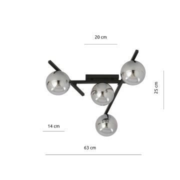 Loftlampe SMART 4xE14/10W/230V sort/grå