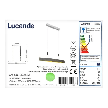 Lucande - LED pendel dæmpbar LIO 5xLED/5W/230V