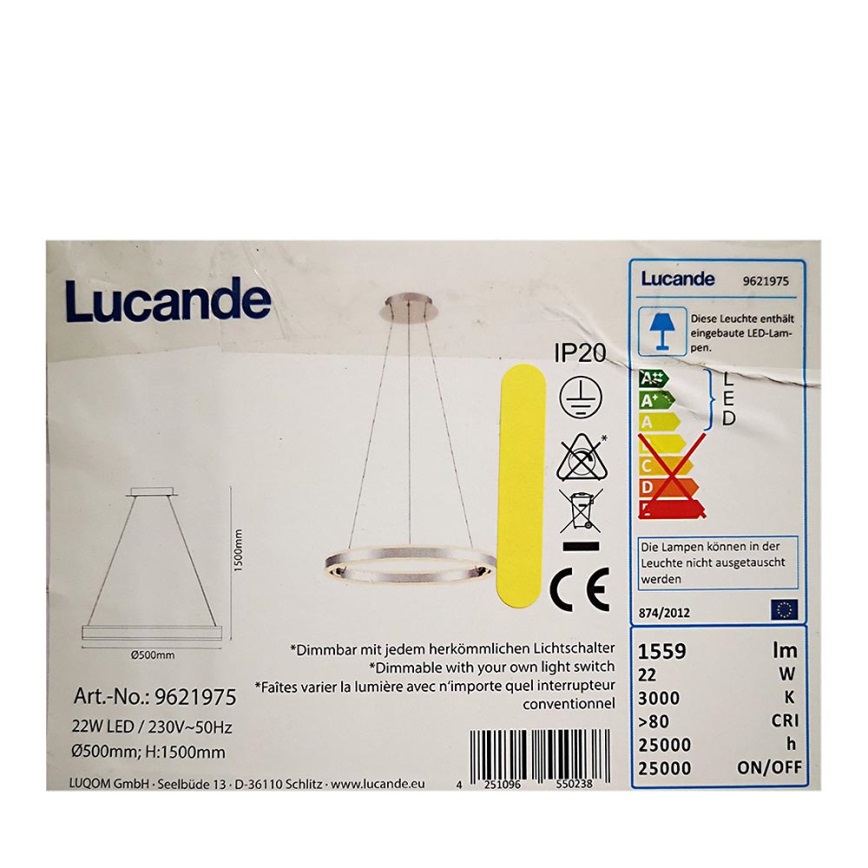 Lucande - LED pendel dæmpbar LYANI LED/20,5W/230V