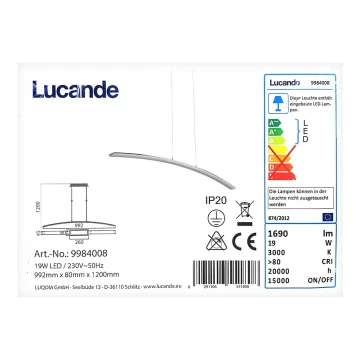 Lucande - LED pendel LORIAN LED/19W/230V