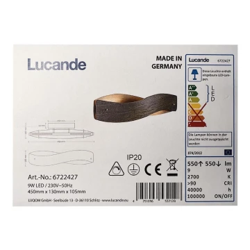 Lucande - LED væglampe LIAN LED/9W/230V