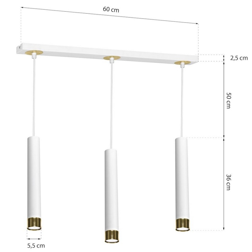 Lysekrone i en snor DANI 3xGU10/8W/230V