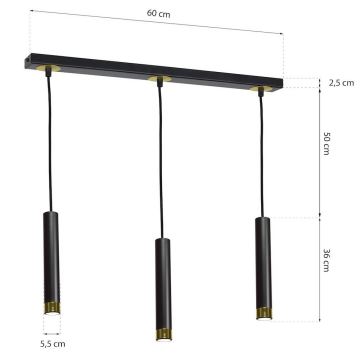 Lysekrone i en snor DANI 3xGU10/8W/230V