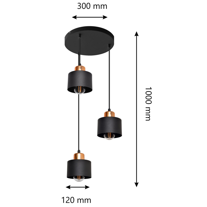 Lysekrone i en snor EDISON 3xE27/60W/230V