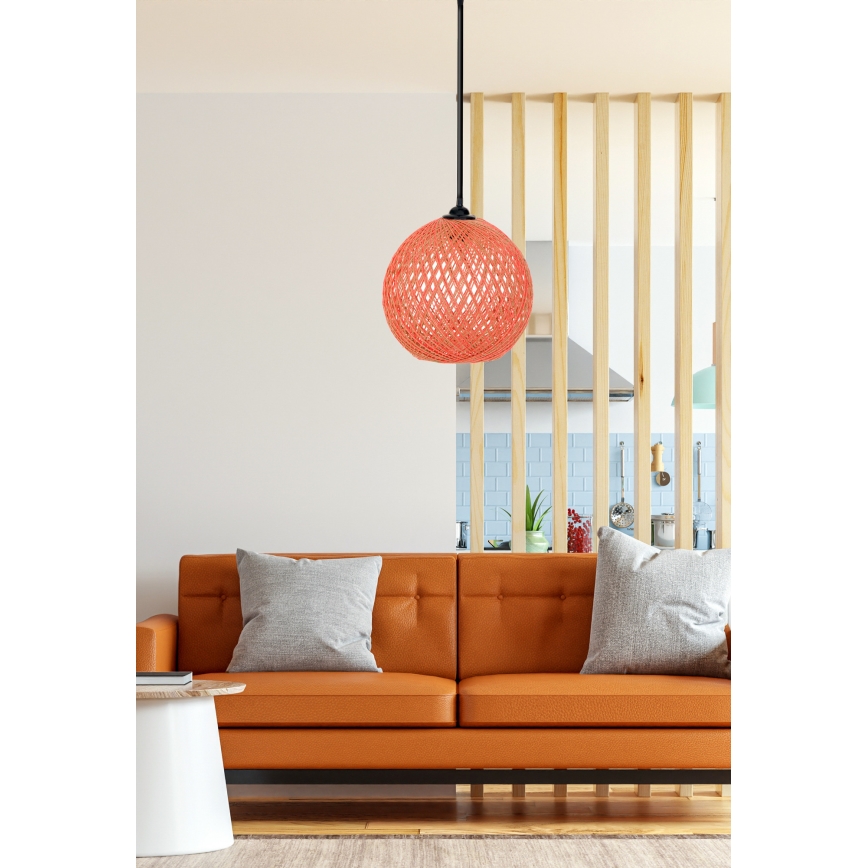 Lysekrone i snor JUTE 1xE27/60W/230V orange