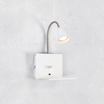 Markslöjd 107140 - Væglampe med USB-stik dæmpbar LOGI 1xGU10/7W/230V