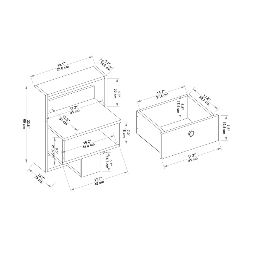 Natbord SNEKER 60x48,6 cm beige/brun