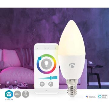 LED-pære dæmpbar RGB-farver E14/4,9W/230V Wi-Fi 2700-6500K