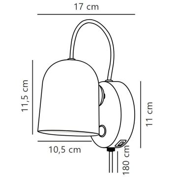 Nordlux - Vægspot med USB port ANGLE 1xGU10/25W/230V hvid