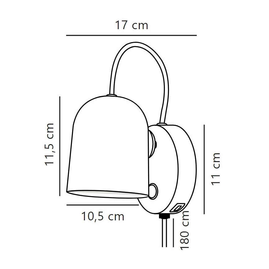 Nordlux - Vægspot med USB port ANGLE 1xGU10/25W/230V hvid
